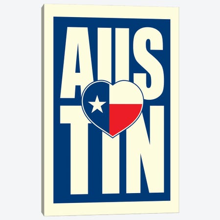 Austin Typography Heart Canvas Print #BPP208} by Benton Park Prints Canvas Print