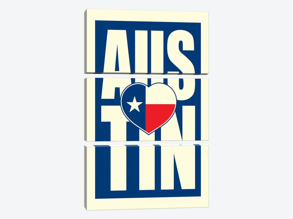 Austin Typography Heart by Benton Park Prints 3-piece Canvas Wall Art