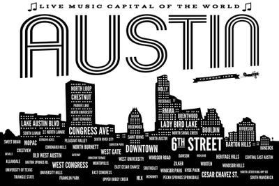 Austin Neighborhoods by Benton Park Prints framed wall art