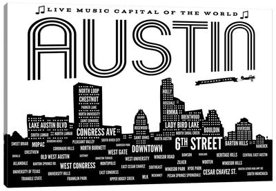 Austin Neighborhoods Canvas Art Print - Austin Skylines