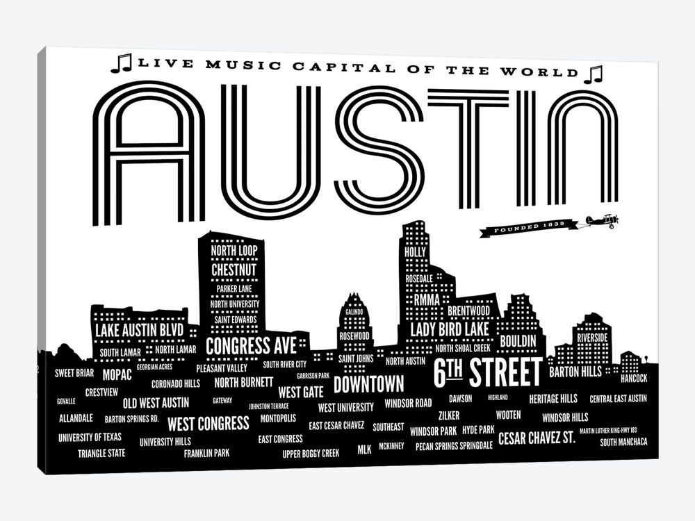 Austin Neighborhoods by Benton Park Prints 1-piece Canvas Print