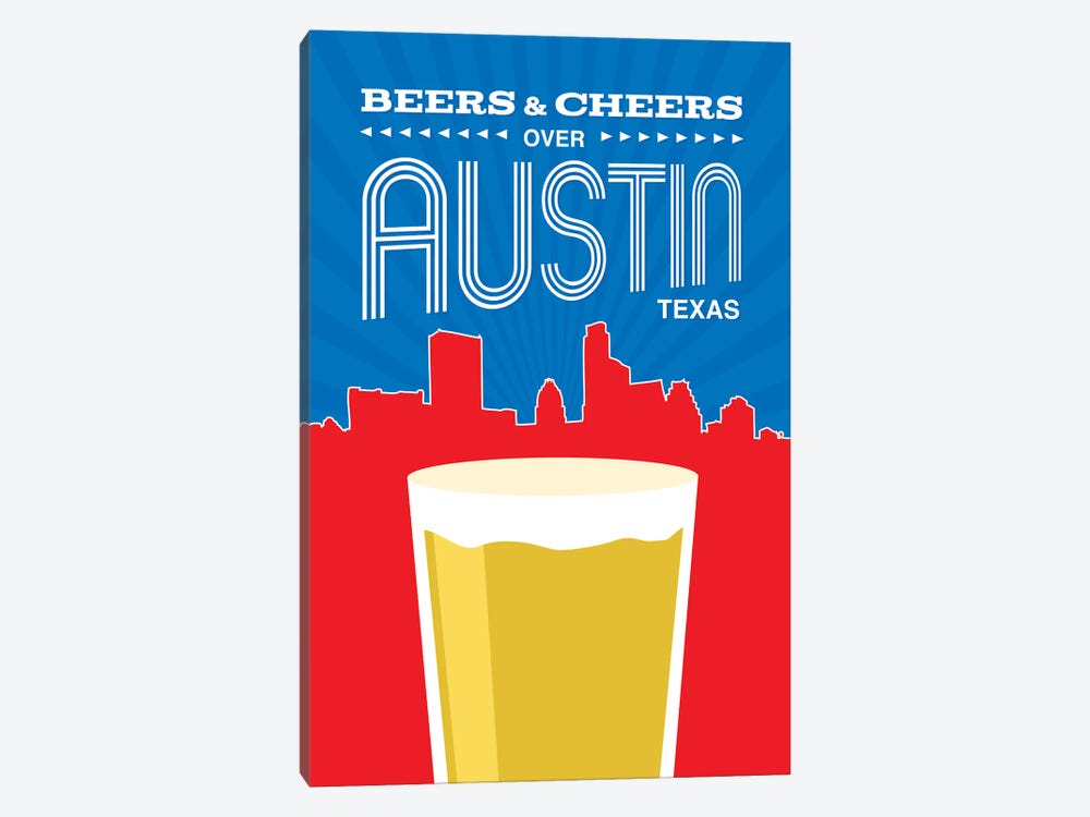 Beers & Cheers Over Austin by Benton Park Prints 1-piece Canvas Print