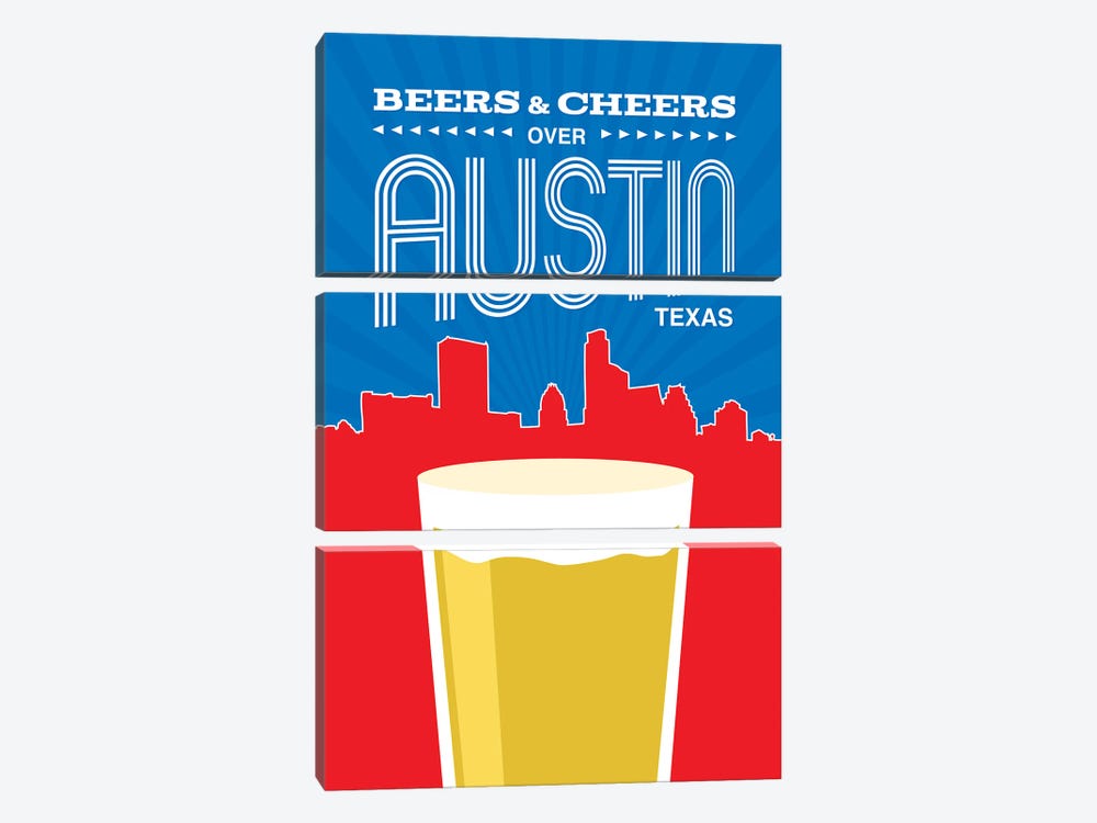 Beers & Cheers Over Austin by Benton Park Prints 3-piece Canvas Art Print