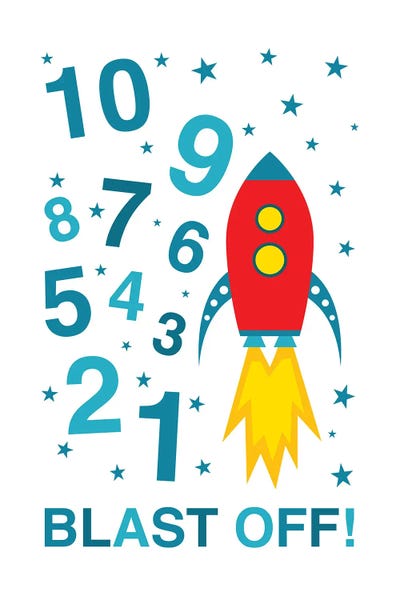 Kids Educational Art: Blast Off Countdown by Benton Park Prints