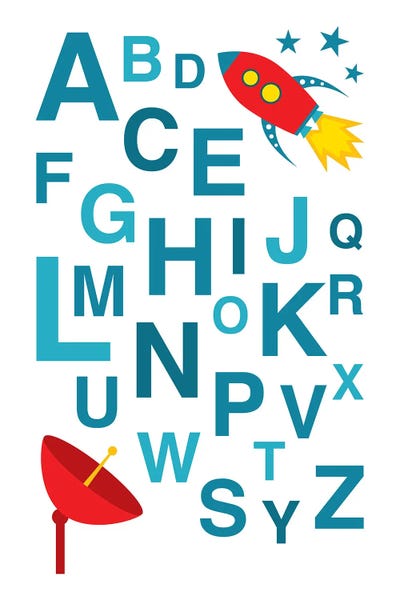 Kids Educational Art: ABC Rocket by Benton Park Prints