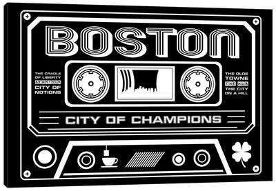 Boston Cassette - Dark Background Canvas Art Print - Massachusetts Art