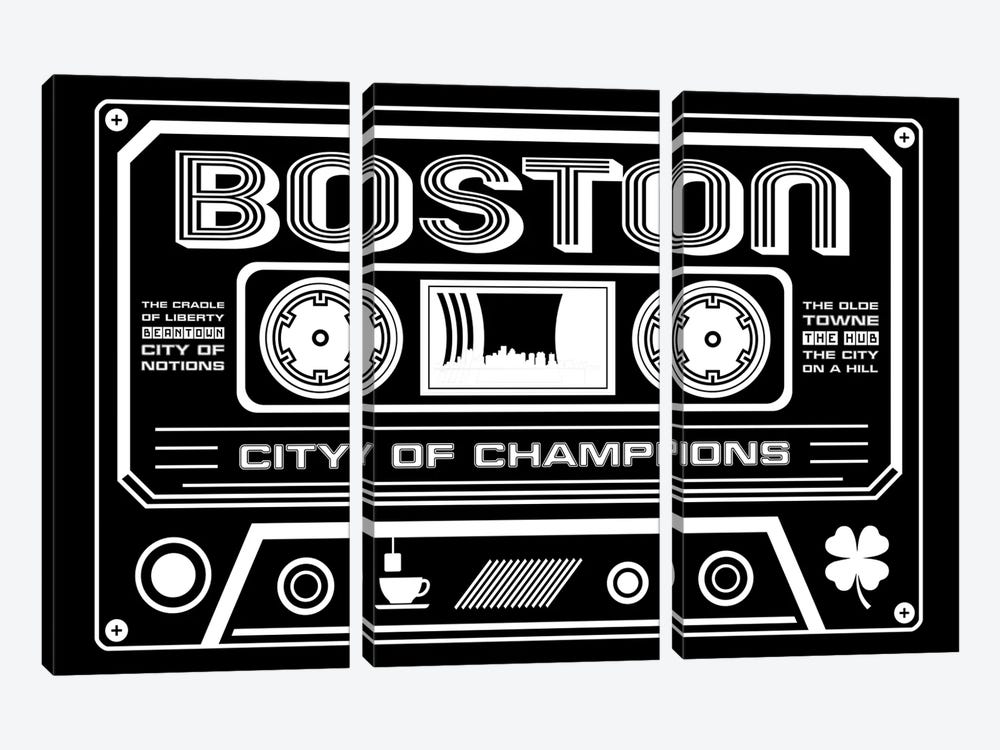 Boston Cassette - Dark Background by Benton Park Prints 3-piece Art Print