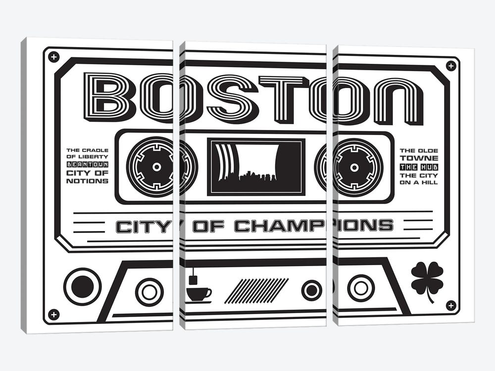 Boston Cassette - Light Background by Benton Park Prints 3-piece Canvas Art