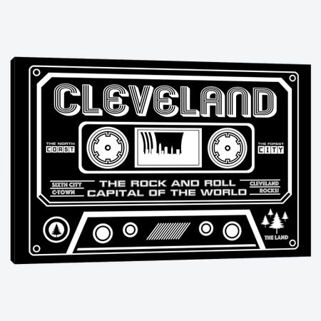 Cleveland Cassette - Dark Background Canvas Print #BPP225} by Benton Park Prints Canvas Wall Art