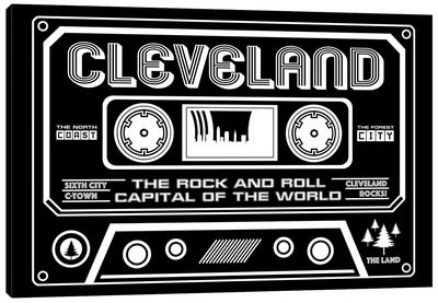 Cleveland Cassette - Dark Background Canvas Art Print - Cassette Tapes