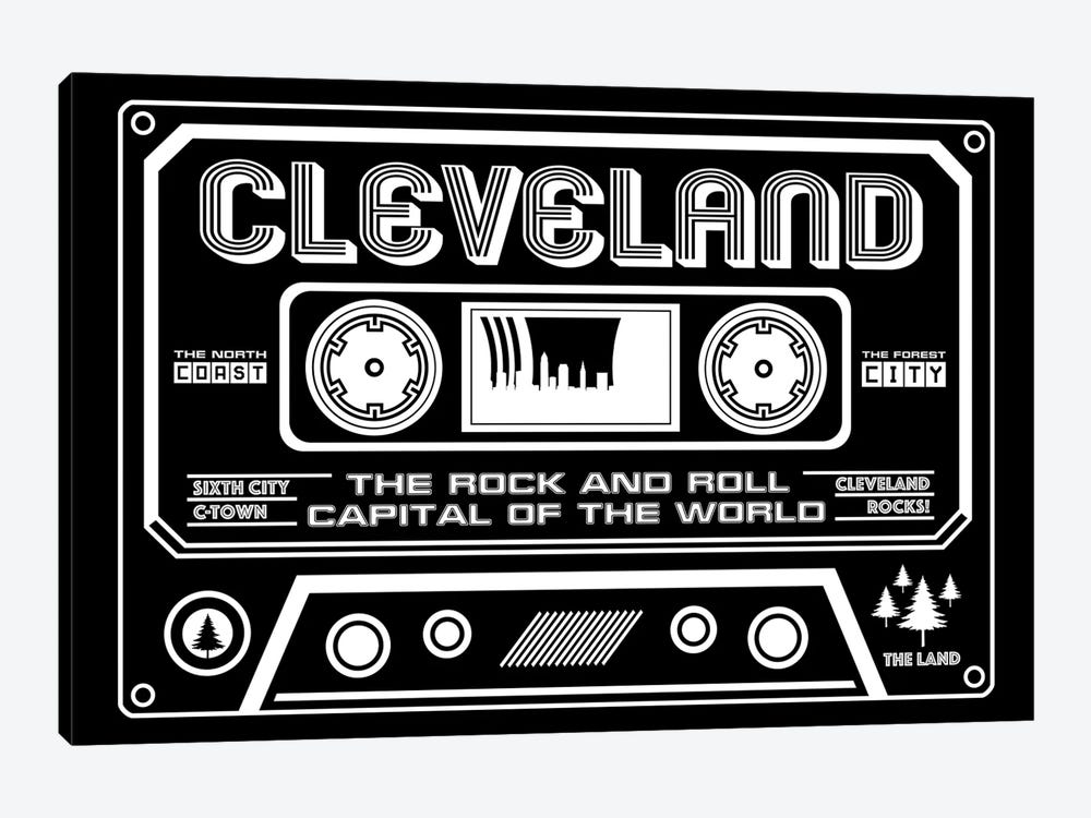 Cleveland Cassette - Dark Background by Benton Park Prints 1-piece Art Print
