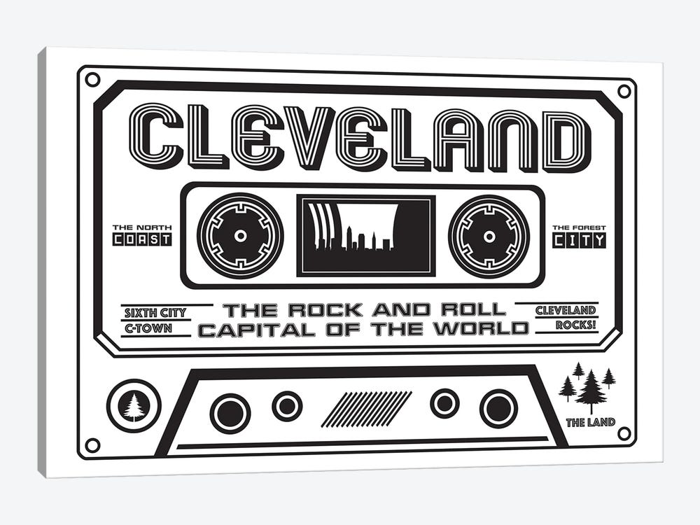 Cleveland Cassette - Light Background by Benton Park Prints 1-piece Canvas Wall Art
