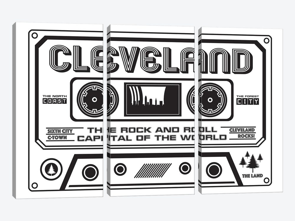 Cleveland Cassette - Light Background by Benton Park Prints 3-piece Canvas Art
