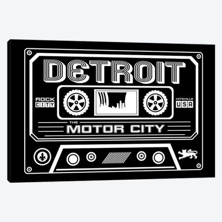 Detroit Cassette - Dark Background Canvas Print #BPP236} by Benton Park Prints Art Print
