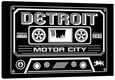 Detroit Cassette - Dark Background Canvas Art Print - Benton Park Prints