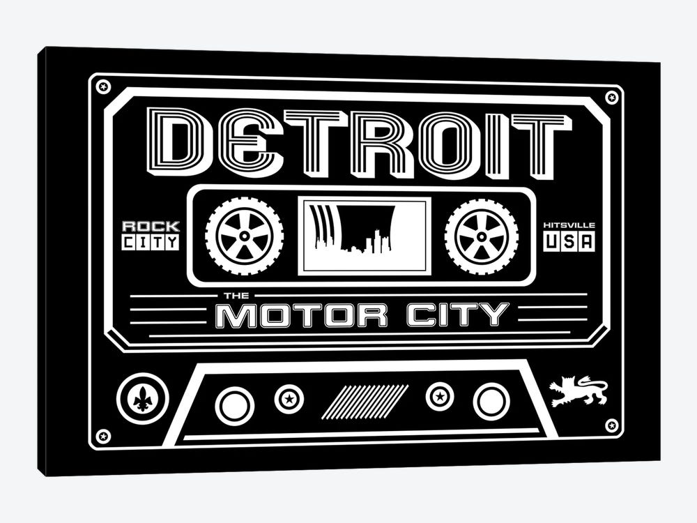 Detroit Cassette - Dark Background by Benton Park Prints 1-piece Canvas Print