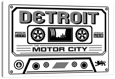 Detroit Cassette - Light Background Canvas Art Print - Benton Park Prints