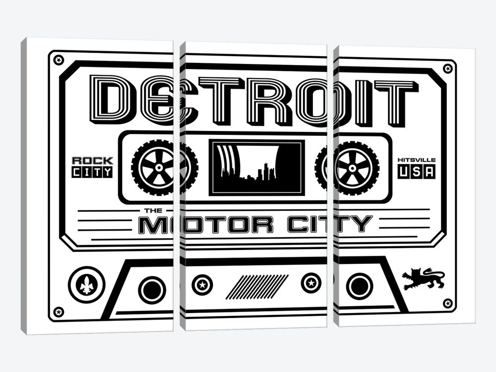 Detroit Cassette - Light Background by Benton Park Prints 3-piece Canvas Artwork