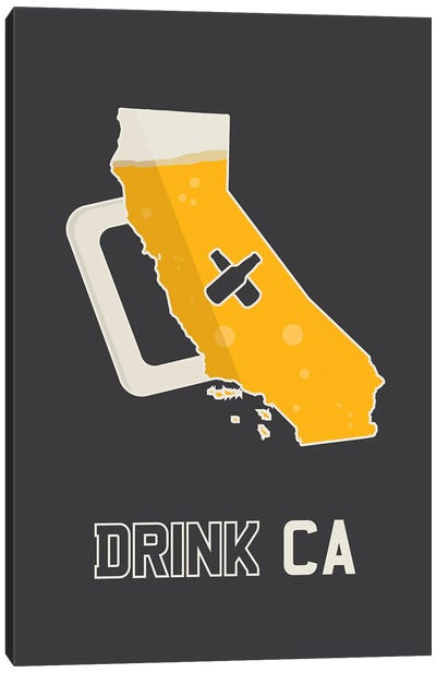 Drink CA - California Beer Print Canvas Art Print - Winery/Tavern