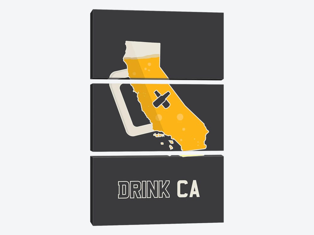 Drink CA - California Beer Print 3-piece Canvas Art