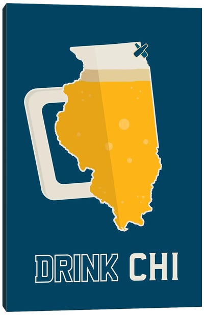Drink CHI - Chicago Beer Print Canvas Art Print - Beer Art