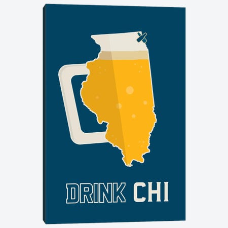 Drink CHI - Chicago Beer Print Canvas Print #BPP241} by Benton Park Prints Canvas Art Print