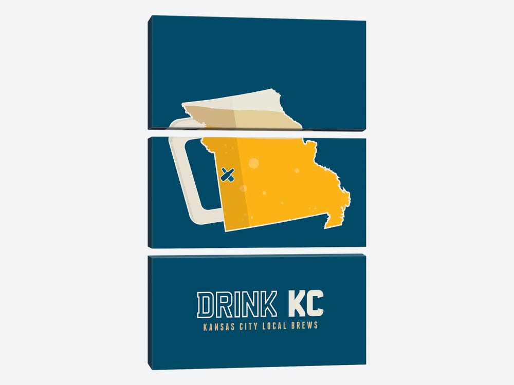 Drink KC - Kansas City Beer Print by Benton Park Prints 3-piece Canvas Wall Art