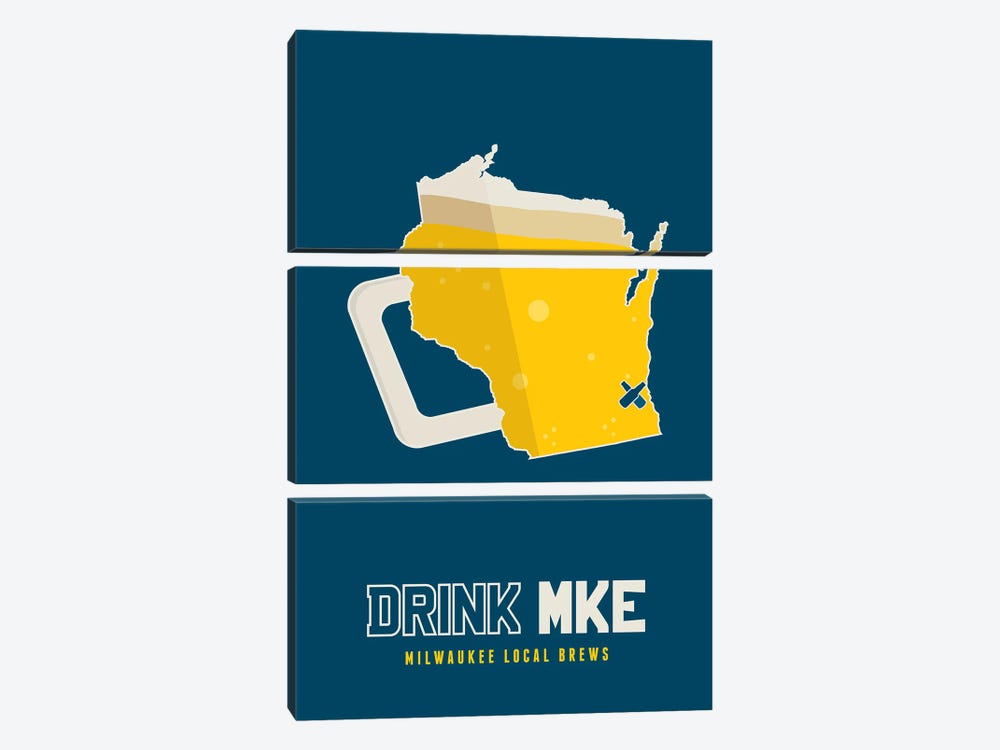 Drink MKE - Milwaukee Beer Print by Benton Park Prints 3-piece Canvas Art Print