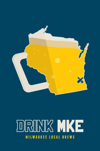 Wisconsin: Drink MKE - Milwaukee Beer Print by Benton Park Prints