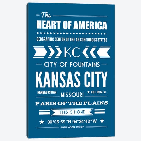 Kansas City - Typography Print Canvas Print #BPP256} by Benton Park Prints Canvas Art Print