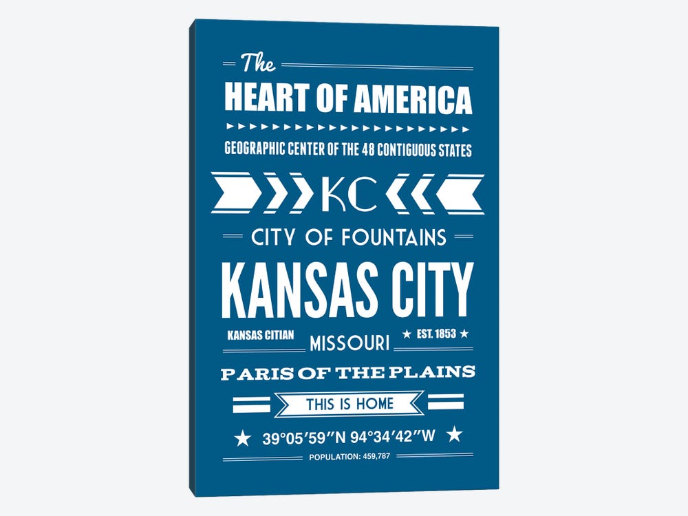 Kansas City - Typography Print by Benton Park Prints 1-piece Art Print