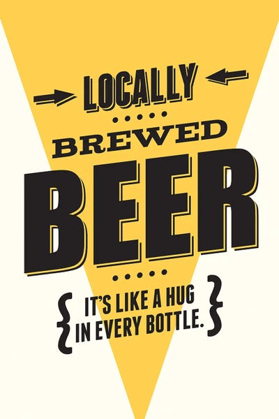 Funny Typography: Beer - It's Like A Hug In Every Bottle by Benton Park Prints