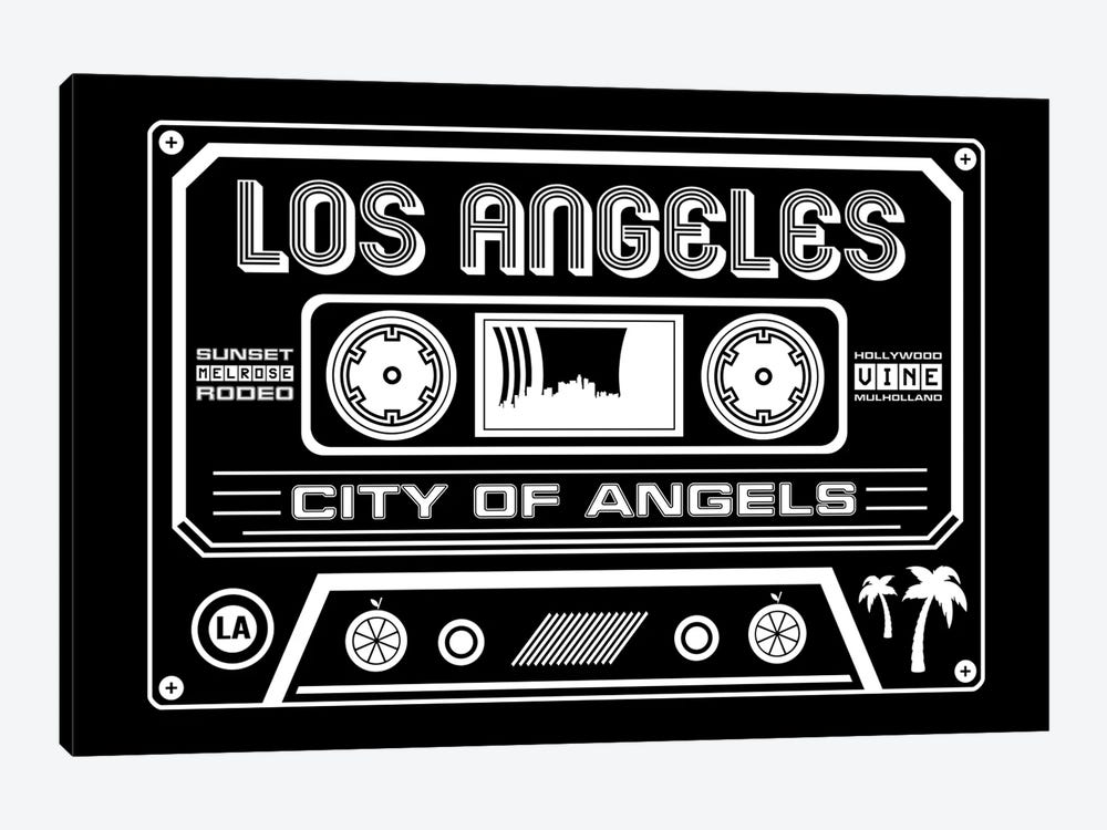 Los Angeles Cassette - Dark Background by Benton Park Prints 1-piece Canvas Art
