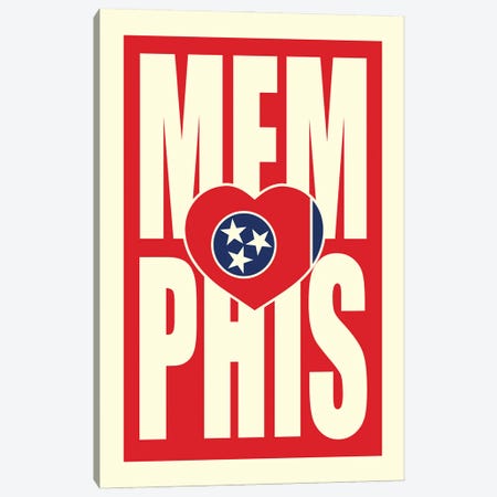 Memphis Typography Heart Canvas Print #BPP263} by Benton Park Prints Art Print