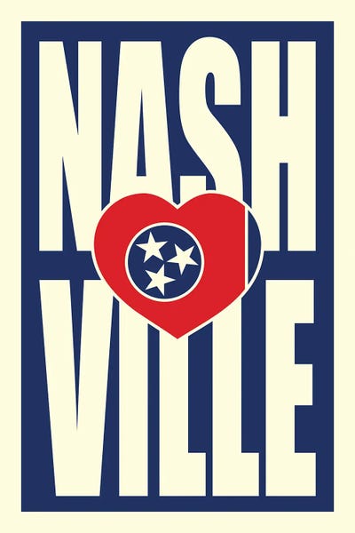 Nashville Typography Heart by Benton Park Prints canvas print