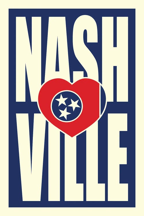 Nashville Typography Heart by Benton Park Prints wall art