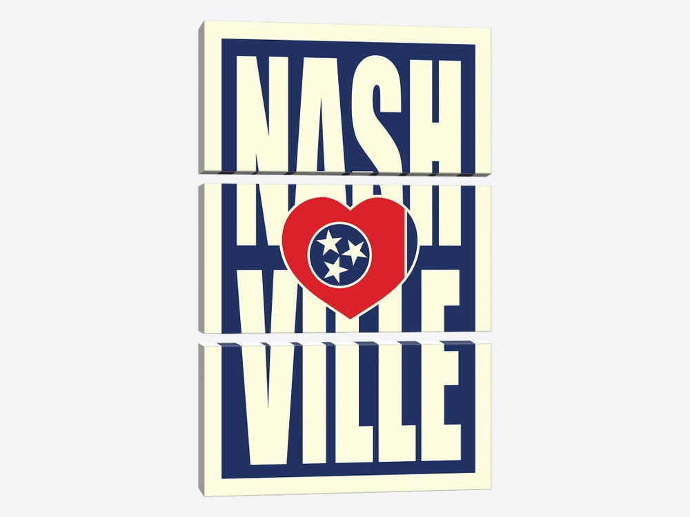 Nashville Typography Heart by Benton Park Prints 3-piece Art Print