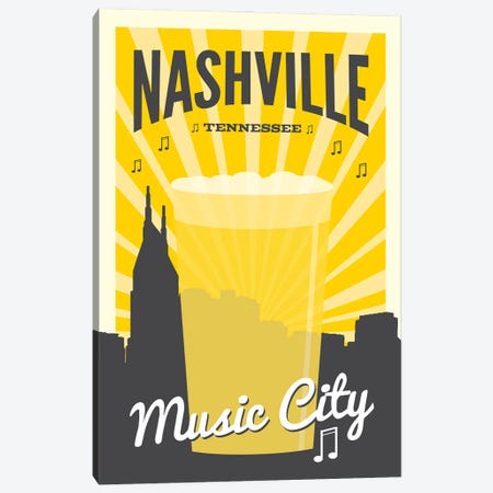 Nashville Music City Canvas Print #BPP266} by Benton Park Prints Canvas Art