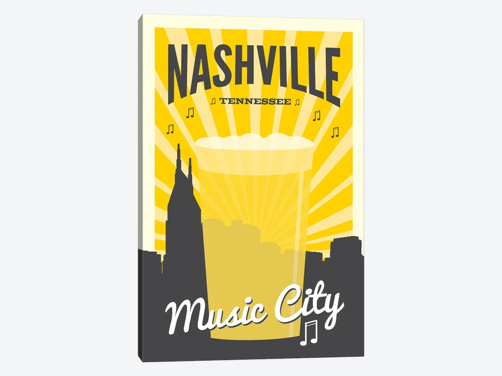 Nashville Music City by Benton Park Prints 1-piece Canvas Wall Art