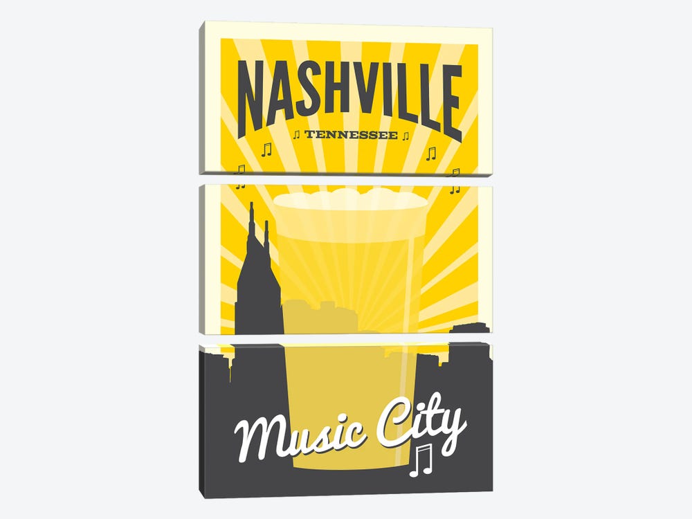 Nashville Music City by Benton Park Prints 3-piece Canvas Wall Art