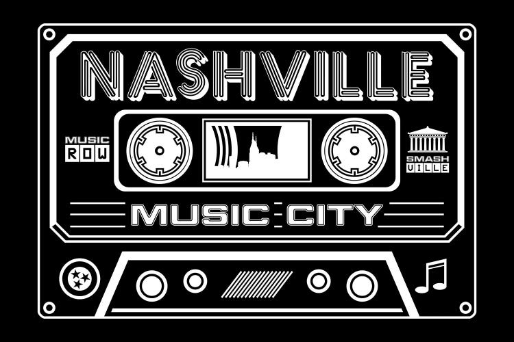 Nashville Cassette - Dark Background by Benton Park Prints wall art