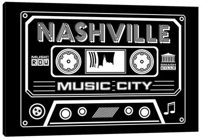 Nashville Cassette - Dark Background Canvas Art Print - Nashville Art