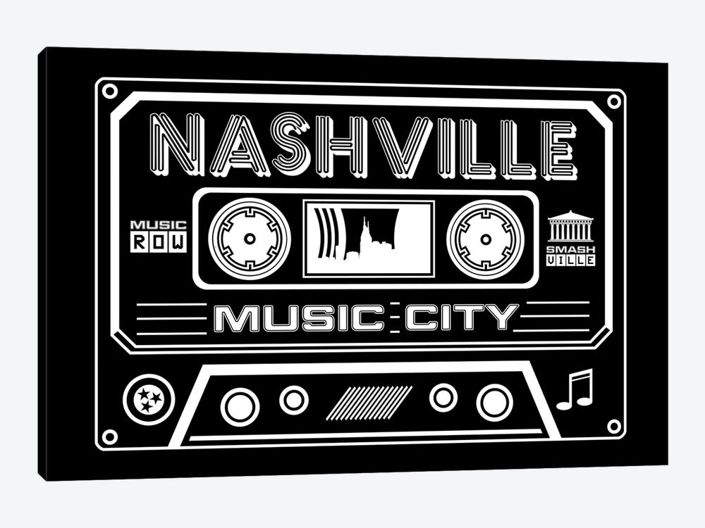 Nashville Cassette - Dark Background by Benton Park Prints 1-piece Canvas Print