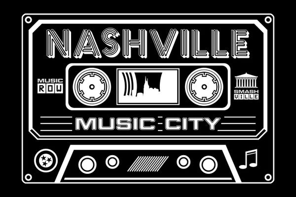 Country & Western: Nashville Cassette - Dark Background by Benton Park Prints