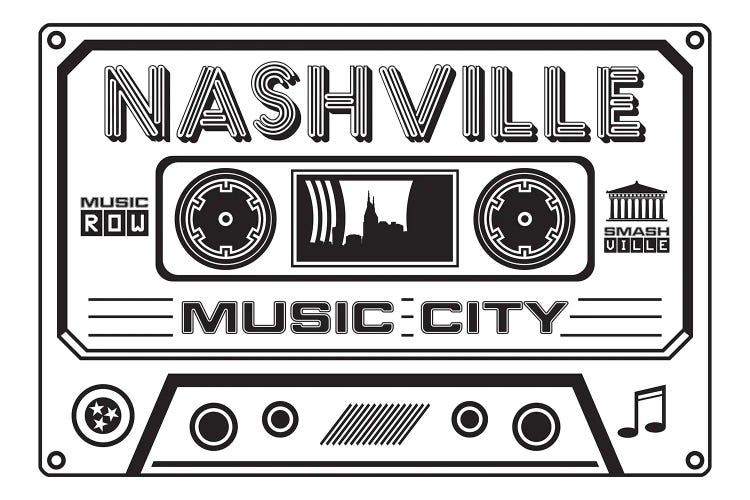 Nashville Cassette - Light Background by Benton Park Prints wall art