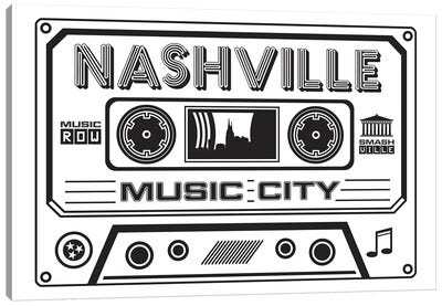Nashville Cassette - Light Background Canvas Art Print - Winery/Tavern