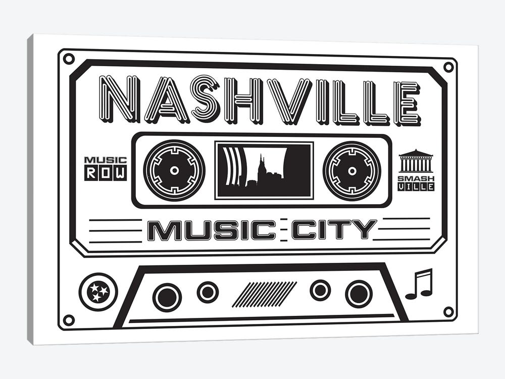 Nashville Cassette - Light Background 1-piece Canvas Wall Art