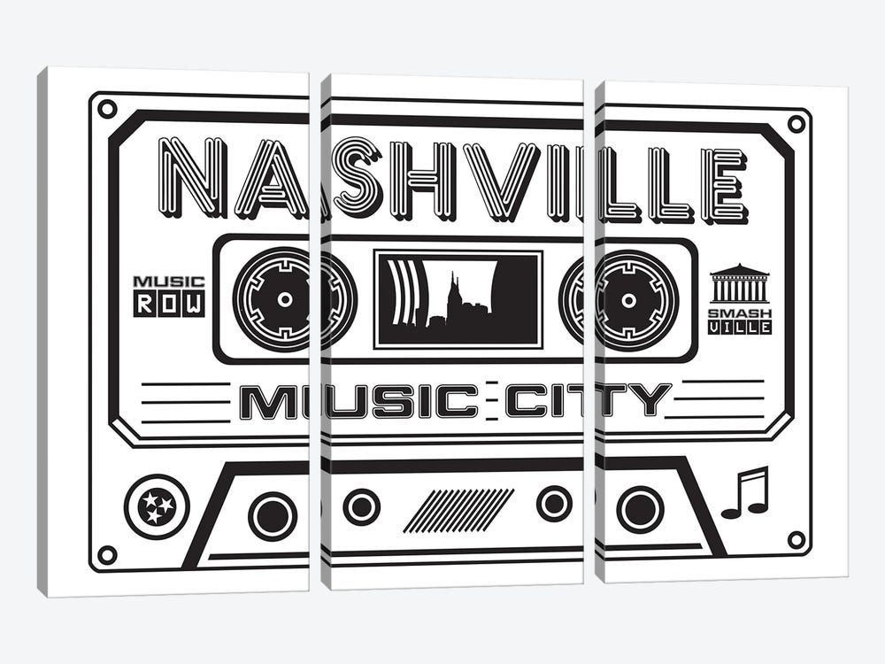Nashville Cassette - Light Background by Benton Park Prints 3-piece Canvas Artwork