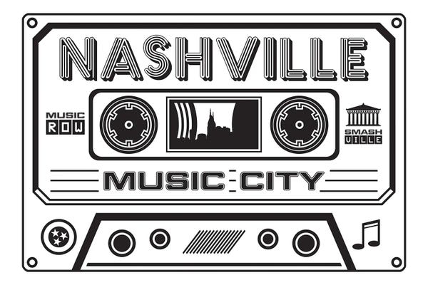 Country & Western: Nashville Cassette - Light Background by Benton Park Prints