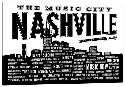 Nashville Neighborhoods Canvas Art Print - Country Music Art